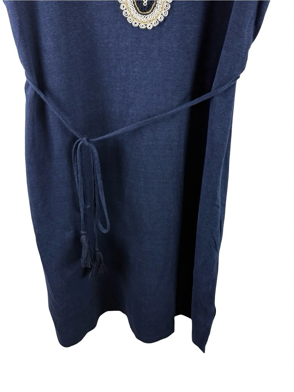 Tory Burch Liliana Linen Dress Tie Waist Blue Medium